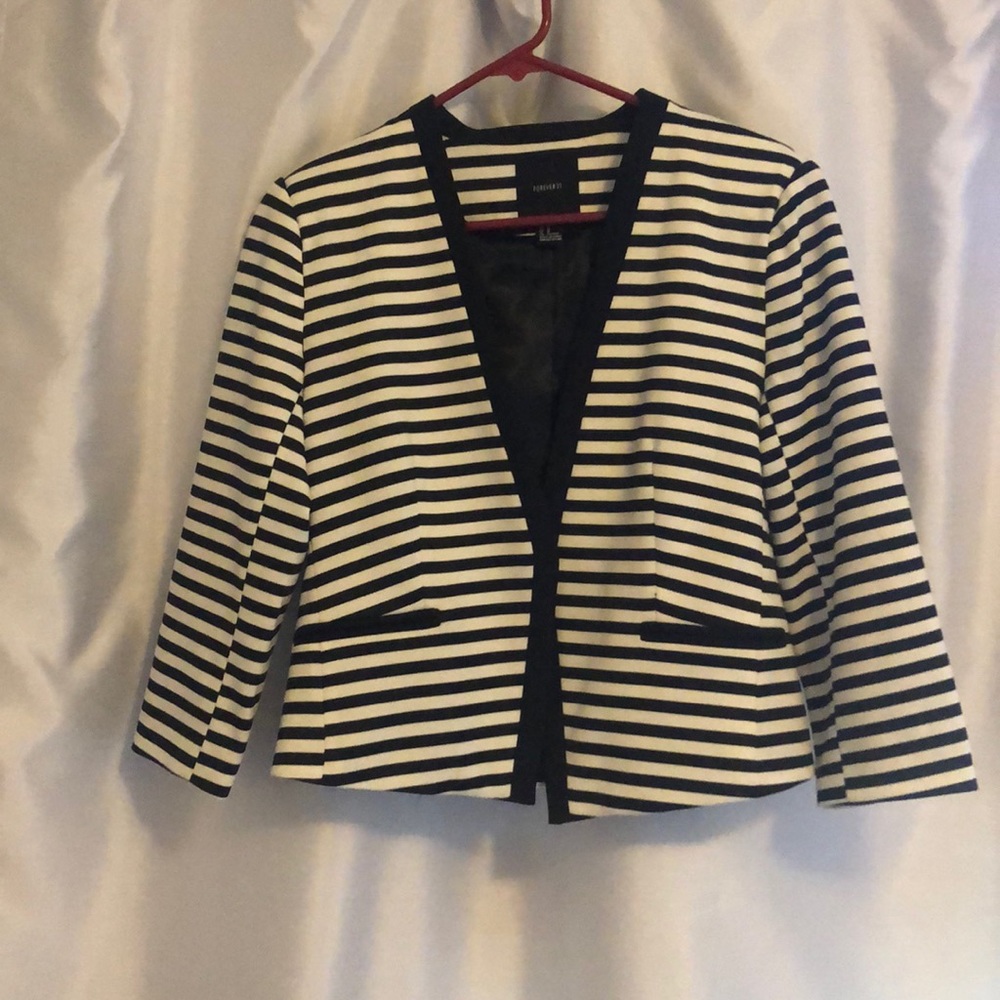 Black and cream striped blazer